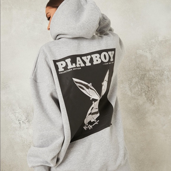 playboy x missguided grey oversized bunny print hoodie dress Missguided Oversized Playboy Oversized Hoodie Dress Discount Playboy X  Missguided Grey Oversized Bunny Print Hoodie